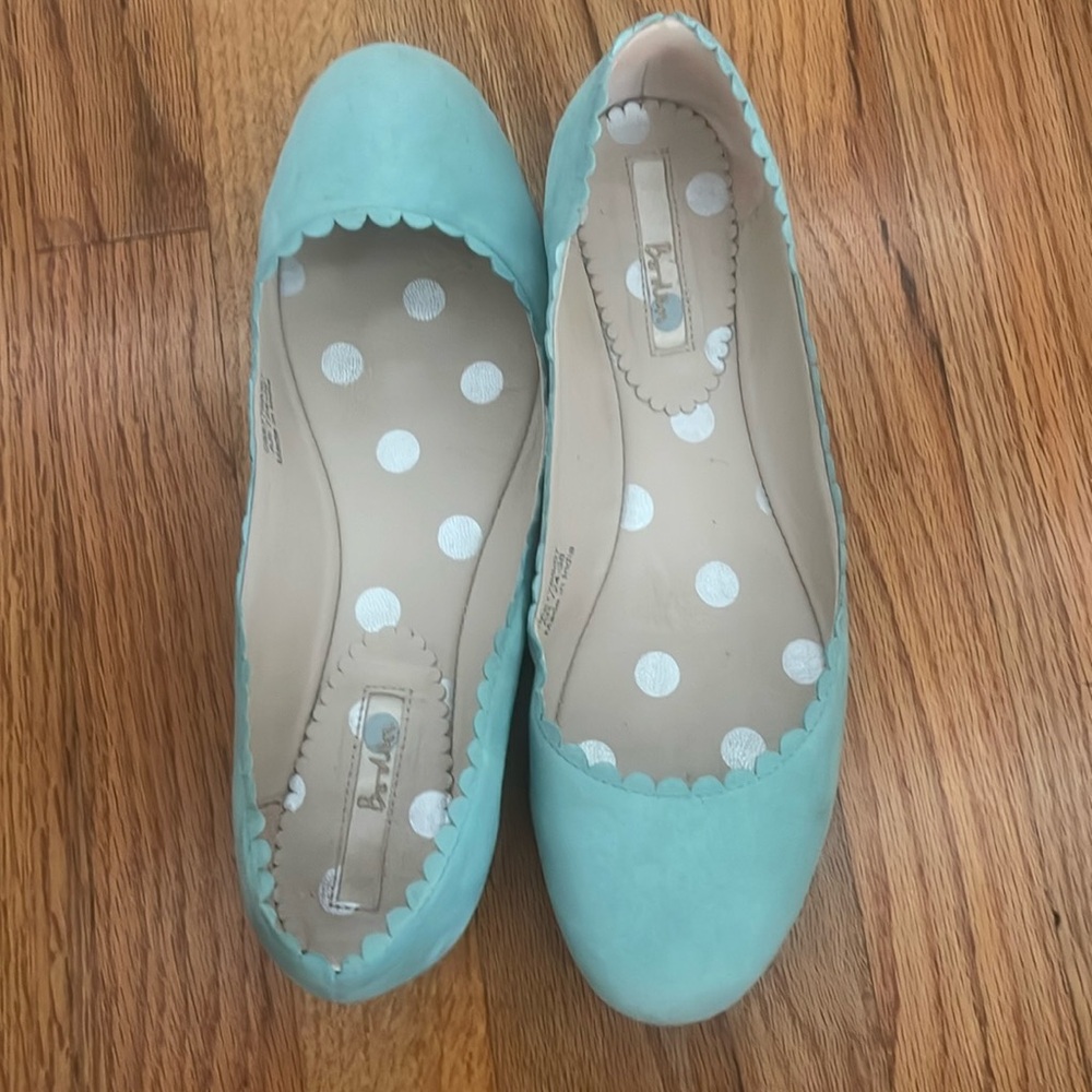 Boden Scalloped Ballet Flats - suede teal - size 7 - Picture 3 of 5